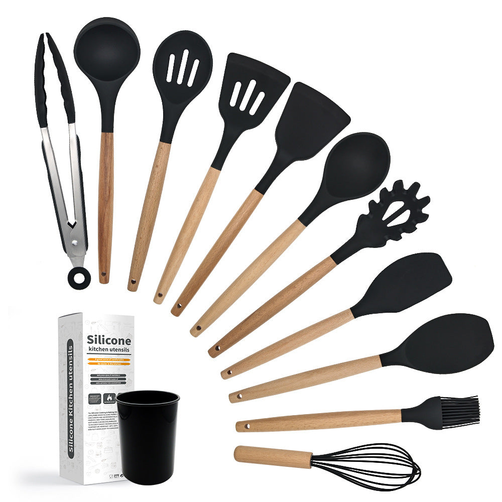 Conjunto de 11 Utensílios de Cozinha em Silicone – Resistente ao Calor, Antiaderente, Livre de BPA, Ferramentas de Cozinha