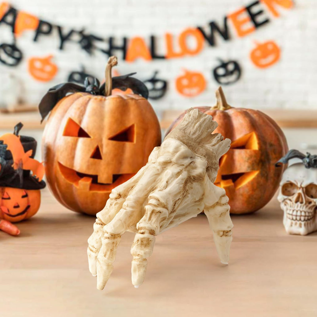 Mão de Zumbi Luminosa e Ativada por Som – Decoração Assustadora de Halloween