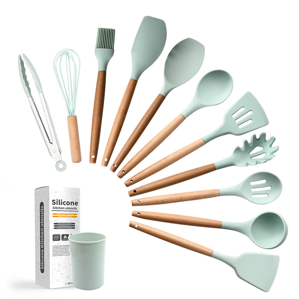 Conjunto de 11 Utensílios de Cozinha em Silicone – Resistente ao Calor, Antiaderente, Livre de BPA, Ferramentas de Cozinha