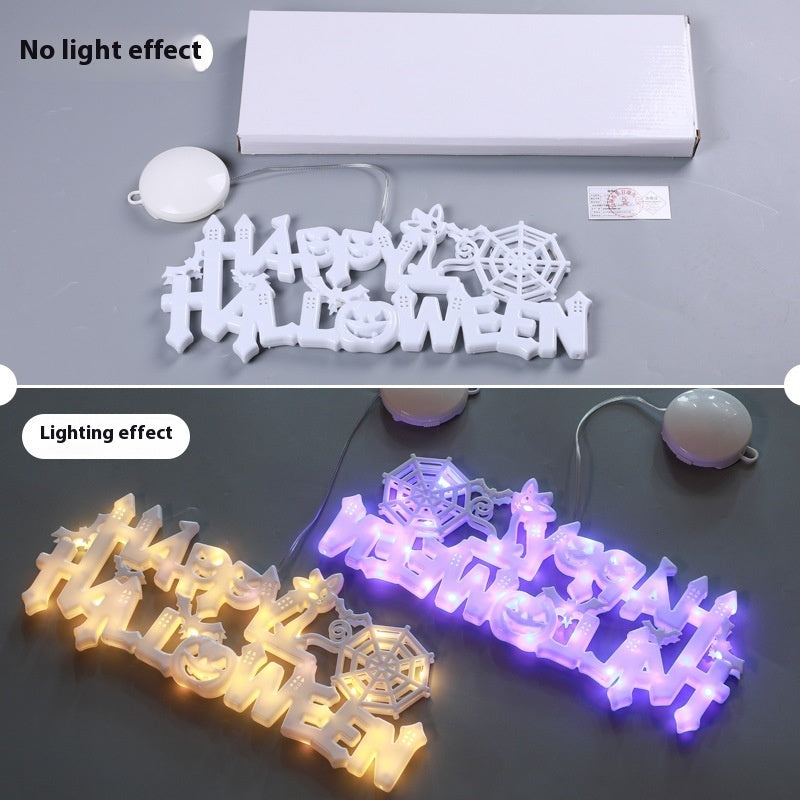 Placa Decorativa LED de Halloween – Luz Assustadoramente Criativa para Porta