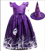 Fato de Princesa de Halloween – Fantasia em Tecido de Malha com Estampado para Meninas