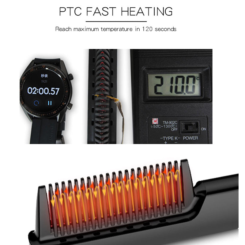 Pente Alisador de Cabelo com Display LED e Íons Negativos – Brilho e Suavidade sem Danos