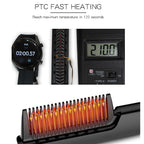 Pente Alisador de Cabelo com Display LED e Íons Negativos – Brilho e Suavidade sem Danos