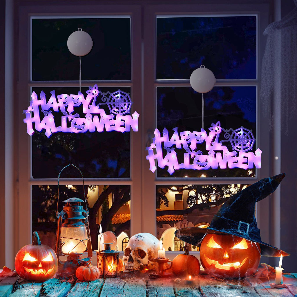 Placa Decorativa LED de Halloween – Luz Assustadoramente Criativa para Porta