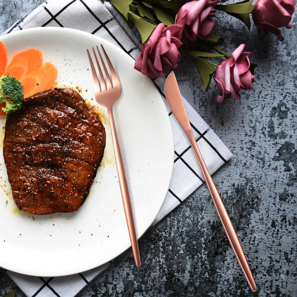 Conjunto de Talheres de Luxo em Aço Inoxidável – 36 Peças com Caixa de Presente em Madeira - Flatware Set