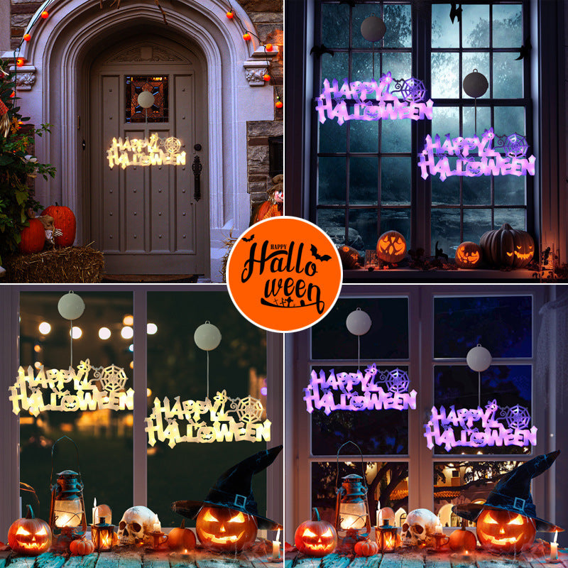 Placa Decorativa LED de Halloween – Luz Assustadoramente Criativa para Porta
